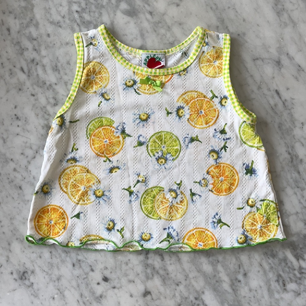 Vintage Appleby Kids Citrus Tank Top Shirt Daisies